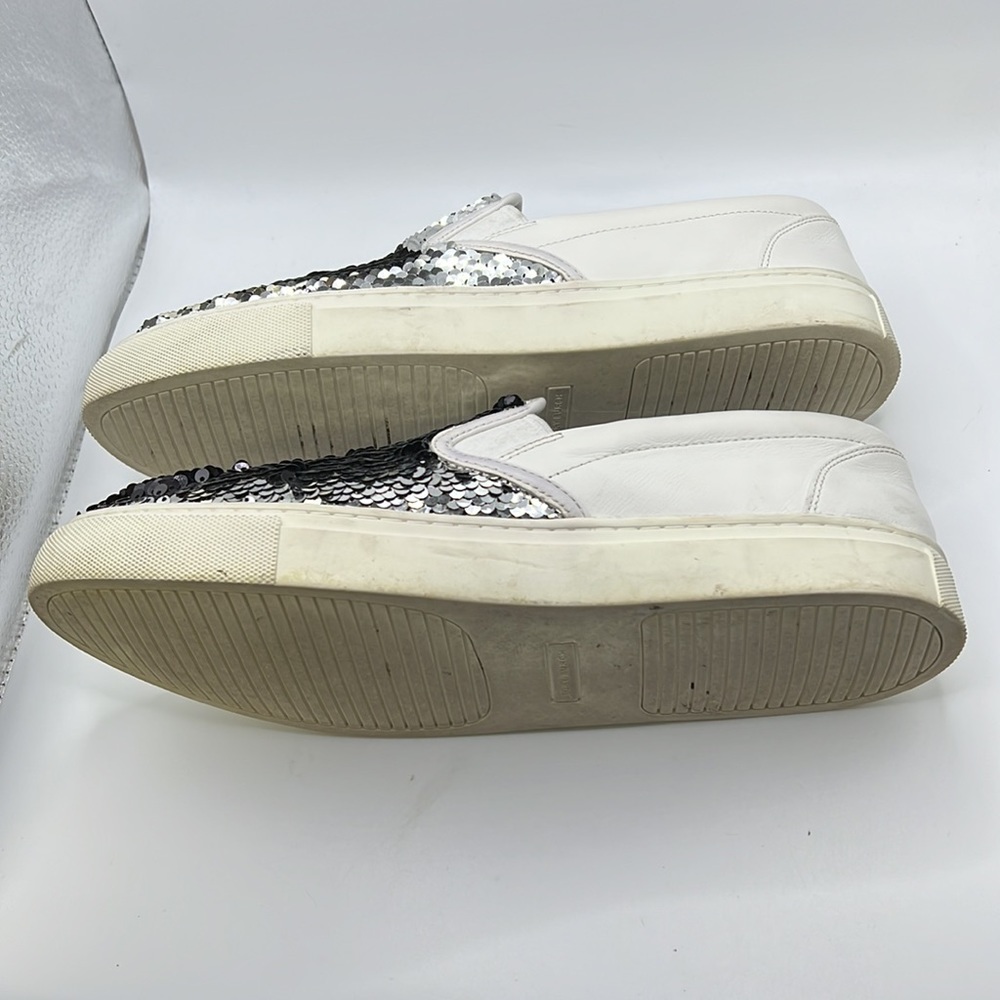 Tory Burch Carter Slip On Sneakers Loafers Shoes Sequins White Black Womens 10 - Picture 15 of 16
